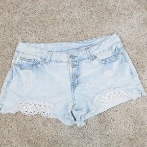 Amethyst Distressed lace shorts.